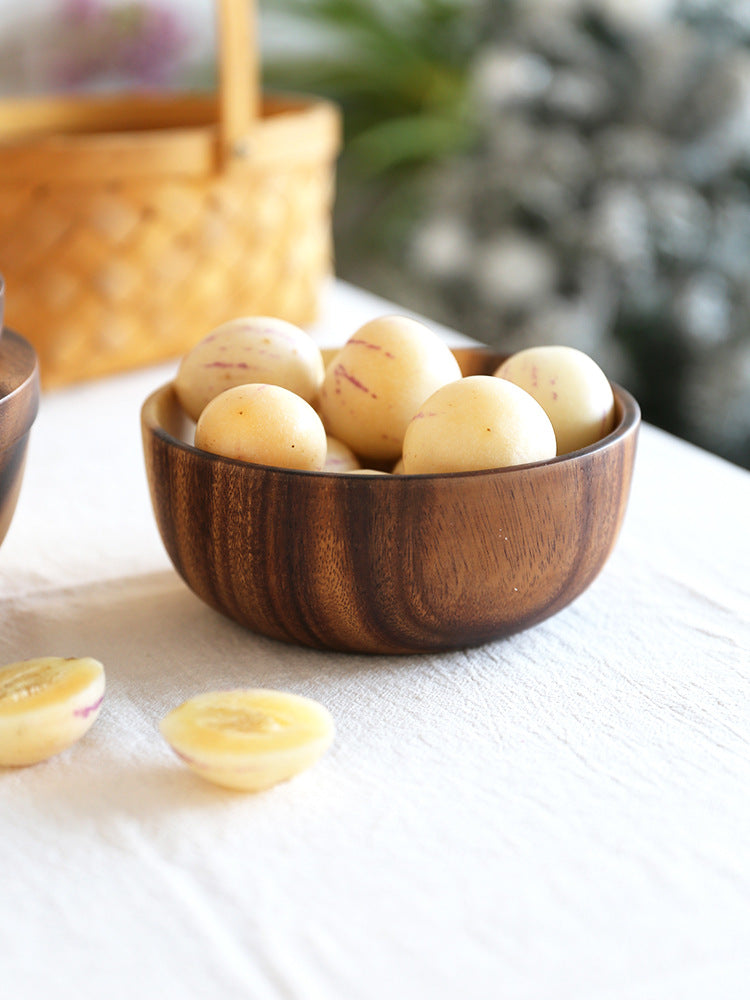 NEATKITCH Handcrafted Natural Jujube Wood Salad Bowl - Japanese Style Lightweight Fruit and Soup Bowl for Home and Restaurant