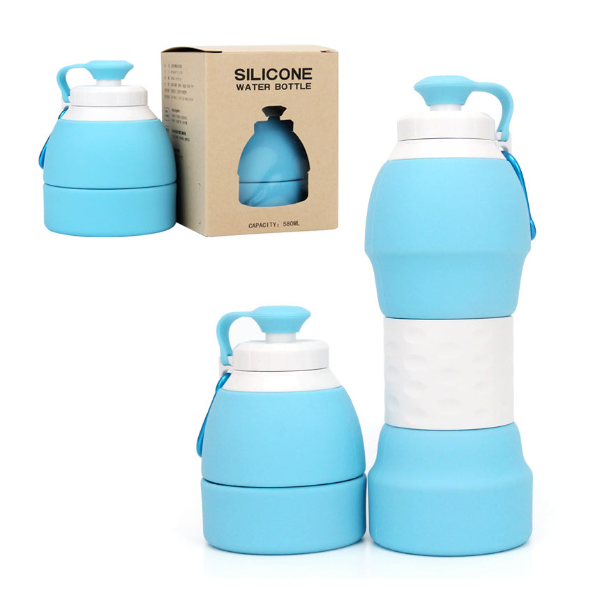 NEATKITCH Collapsible Silicone Sports Water Bottle - 580ml BPA-Free Folding Travel Canteen for Hiking and Camping