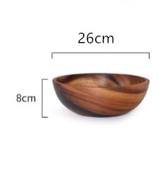 NEATKITCH Handcrafted Natural Jujube Wood Salad Bowl - Japanese Style Lightweight Fruit and Soup Bowl for Home and Restaurant