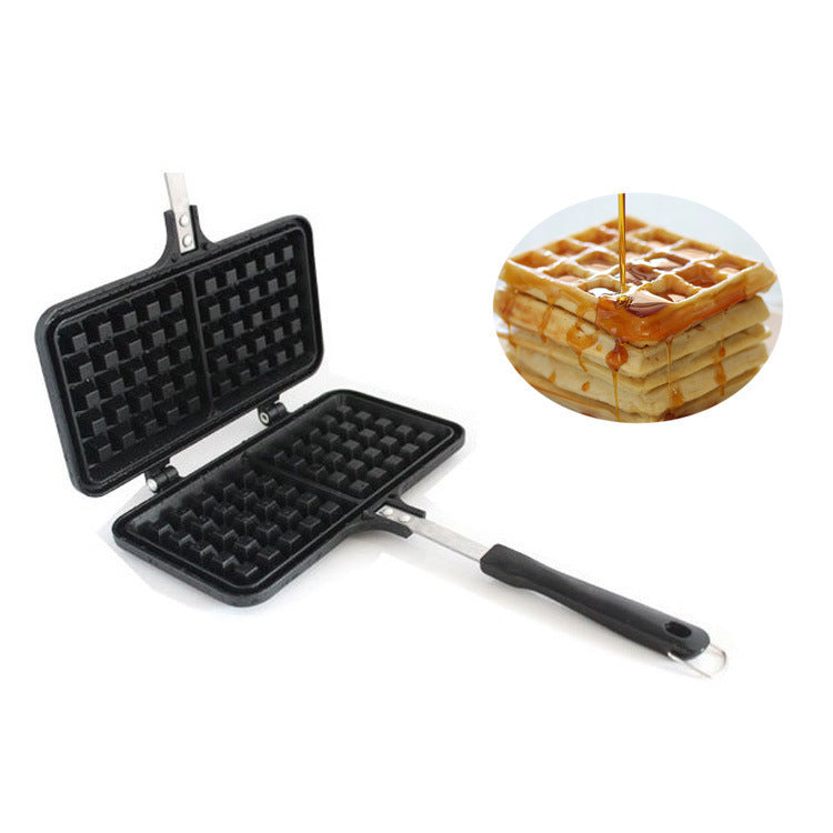 NEATKITCH Non-Stick Waffle Iron for Gas Stovetop - Manual Aluminum Alloy Waffle Maker with Heat-Resistant Long Handle