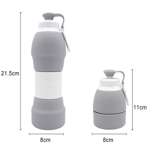 NEATKITCH Collapsible Silicone Sports Water Bottle - 580ml BPA-Free Folding Travel Canteen for Hiking and Camping