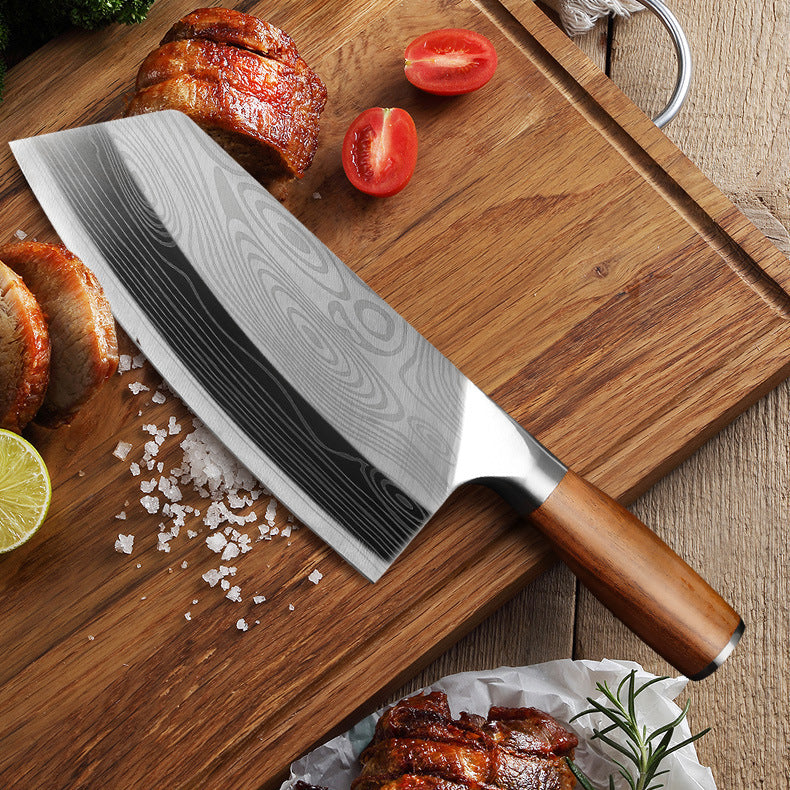 NEATKITCH Professional Hand-Forged Stainless Steel Kitchen Knife - 40Cr13 High Carbon Chef Knife with Ice and Fire Tempered Blade