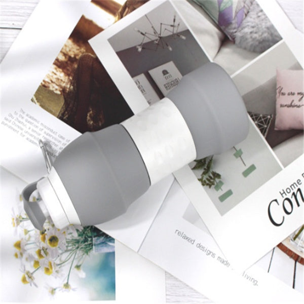 NEATKITCH Collapsible Silicone Sports Water Bottle - 580ml BPA-Free Folding Travel Canteen for Hiking and Camping