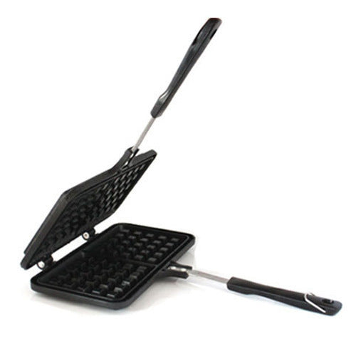 NEATKITCH Non-Stick Waffle Iron for Gas Stovetop - Manual Aluminum Alloy Waffle Maker with Heat-Resistant Long Handle