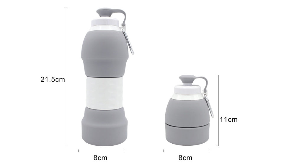 NEATKITCH Collapsible Silicone Sports Water Bottle - 580ml BPA-Free Folding Travel Canteen for Hiking and Camping