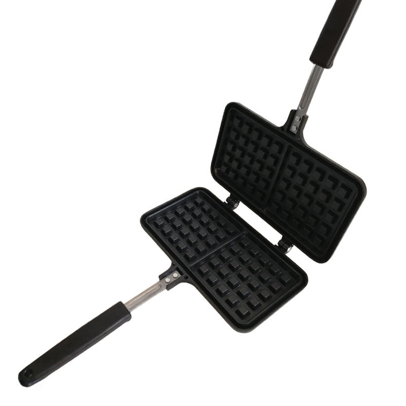 NEATKITCH Non-Stick Waffle Iron for Gas Stovetop - Manual Aluminum Alloy Waffle Maker with Heat-Resistant Long Handle