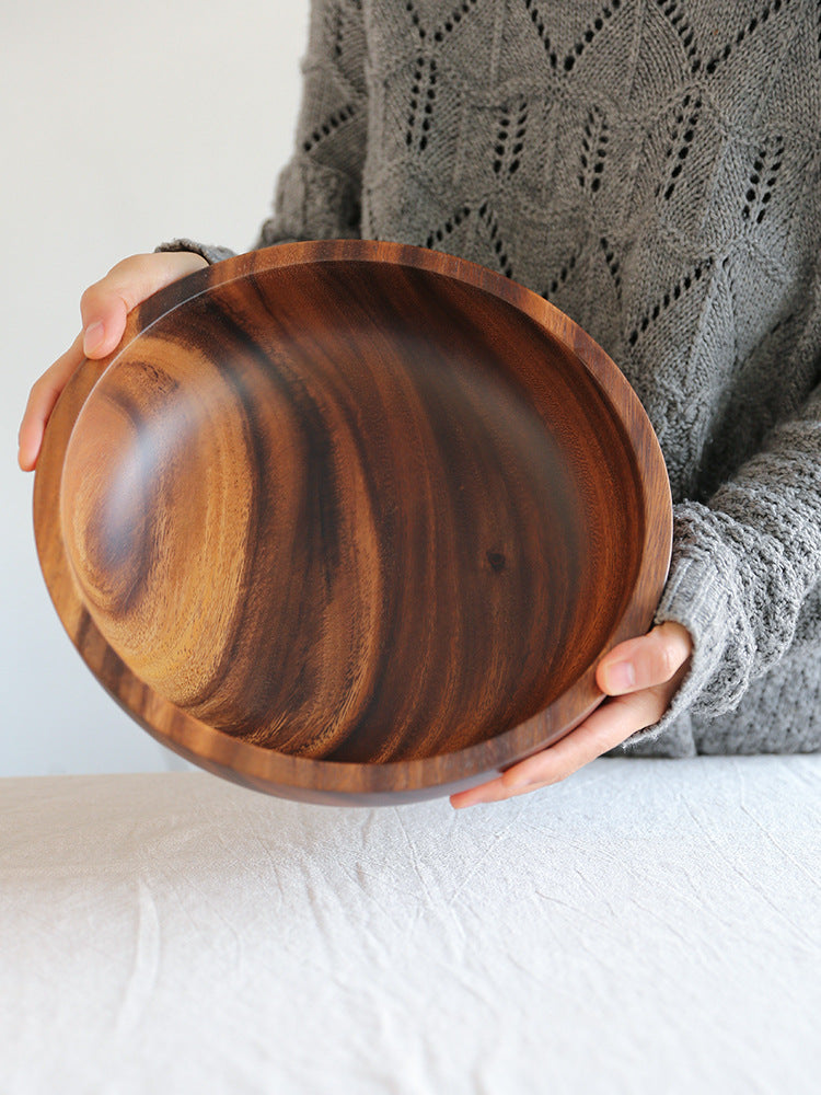 NEATKITCH Handcrafted Natural Jujube Wood Salad Bowl - Japanese Style Lightweight Fruit and Soup Bowl for Home and Restaurant