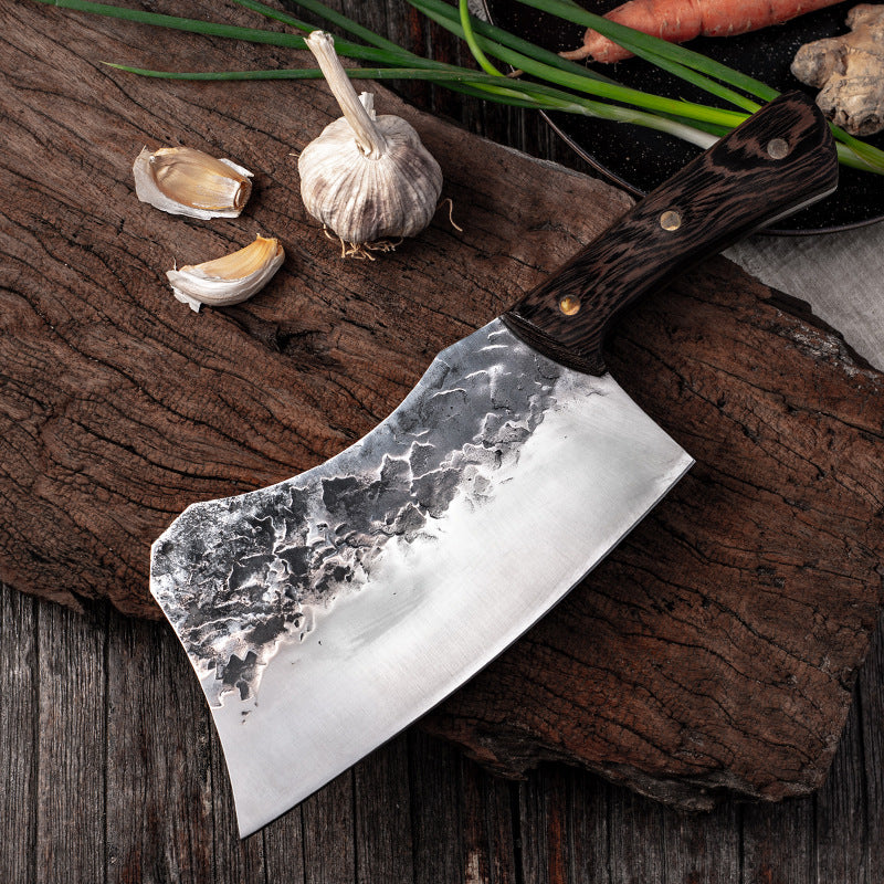NEATKITCH Hand-Finished Antique Chef Knife with Wenge Wood Handle - 5Cr15 Stainless Steel Professional Kitchen Cleaver